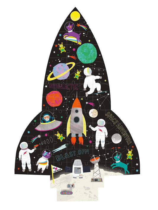 80 Piece "Rocket" Shaped Jigsaw with Shaped Box - Space