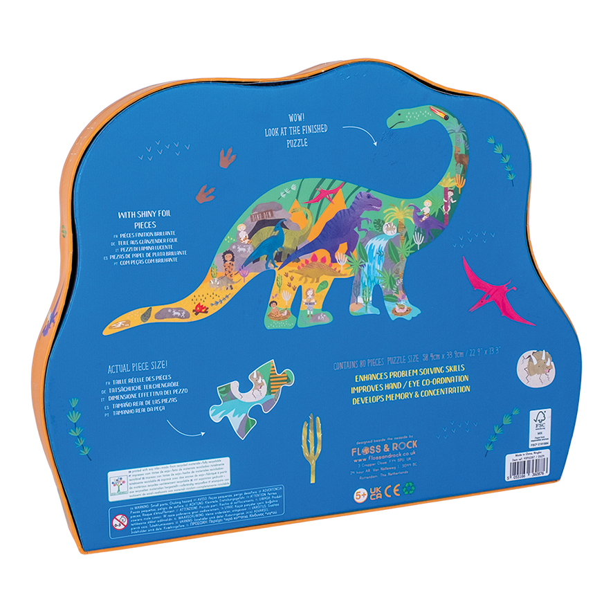 Dino 80pc "Diplodocus" Shaped Jigsaw with Shaped Box