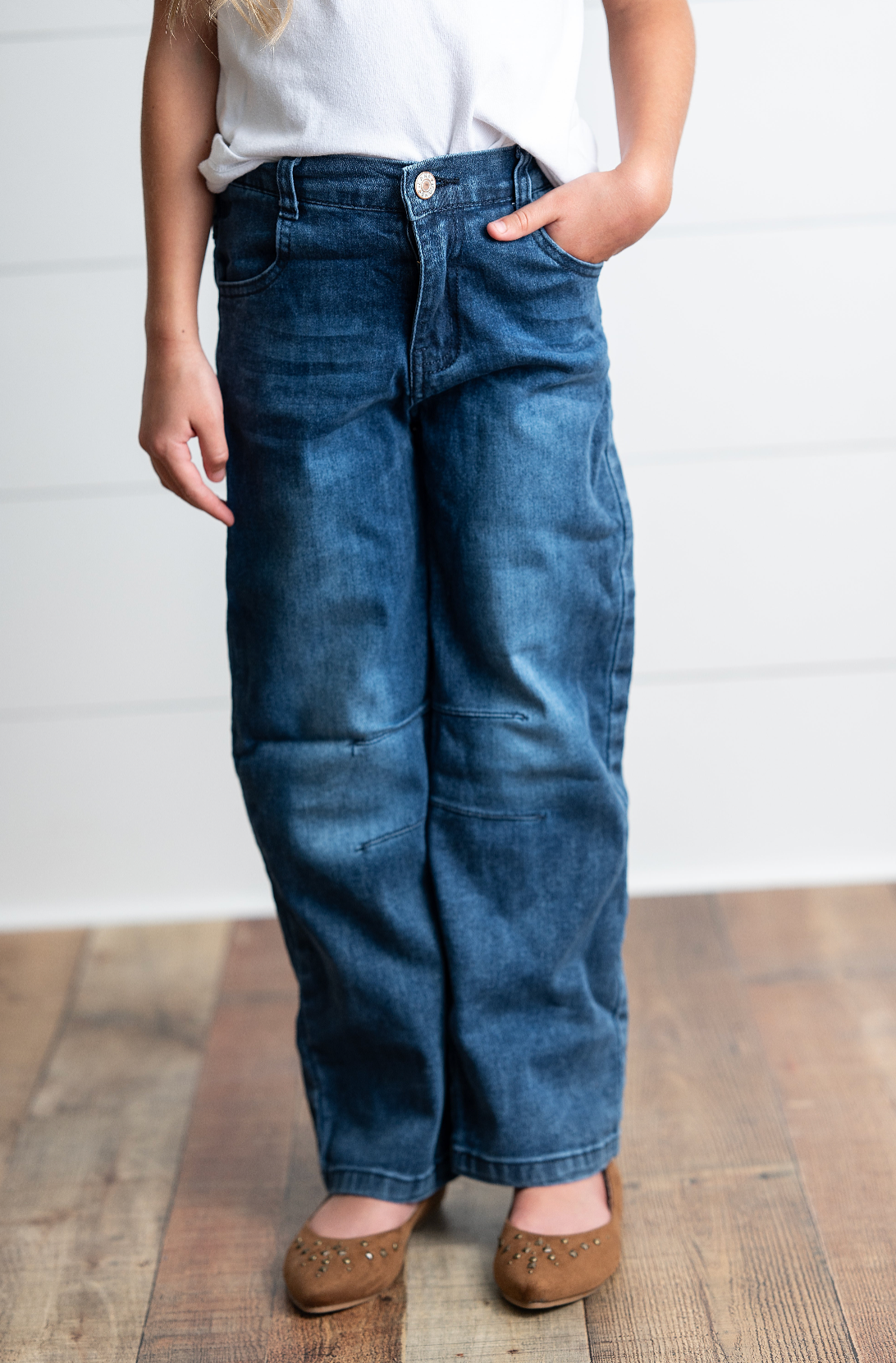 Kids Medium Wash Denim Horse Shoe Fall Winter Jeans