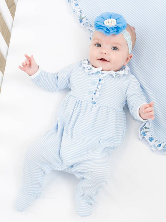 Cornflower Cottage Ruffle Footed Sleeper Pajamas