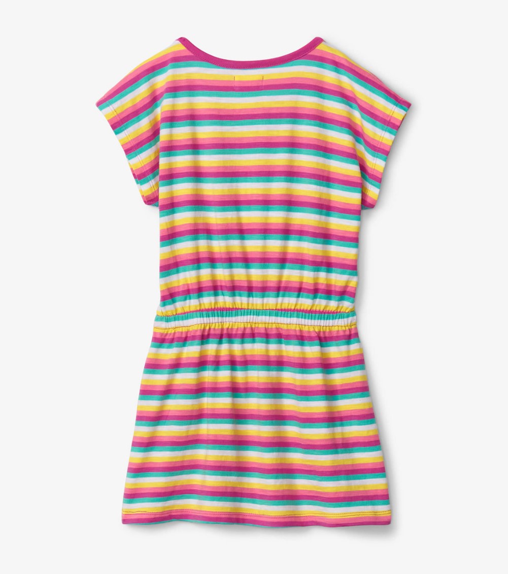 Electric Stripe Cinched Waist Dress