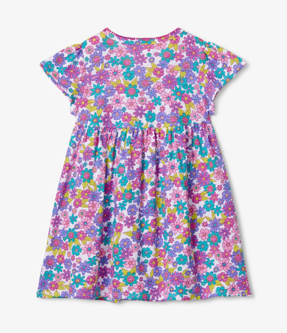 Retro Floral Toddler Pocket Puff Dress